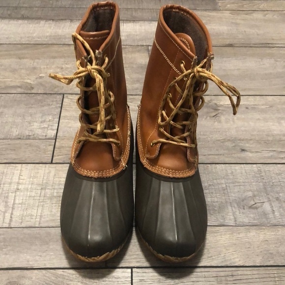 Khombu duck boots in a dark brown and camel color lace up boots for fall winter - Picture 1 of 7